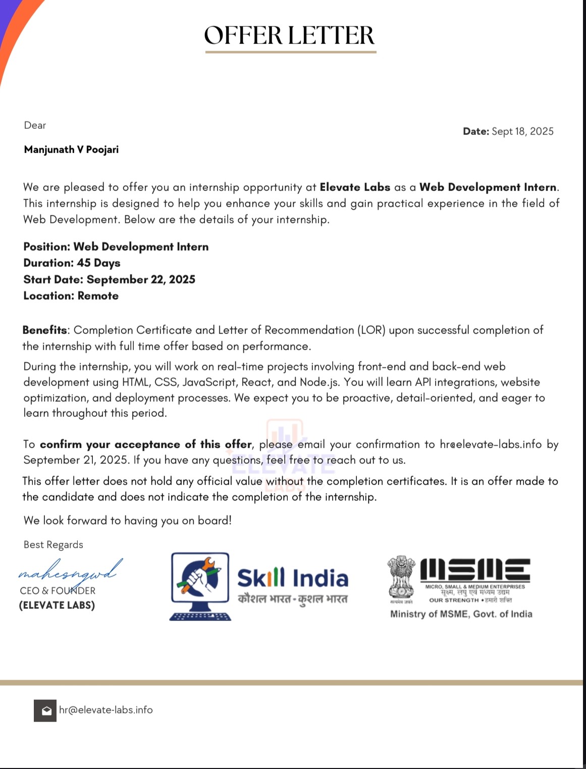 Internship Certificate 3